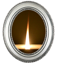 Flickering candle in a silver frame